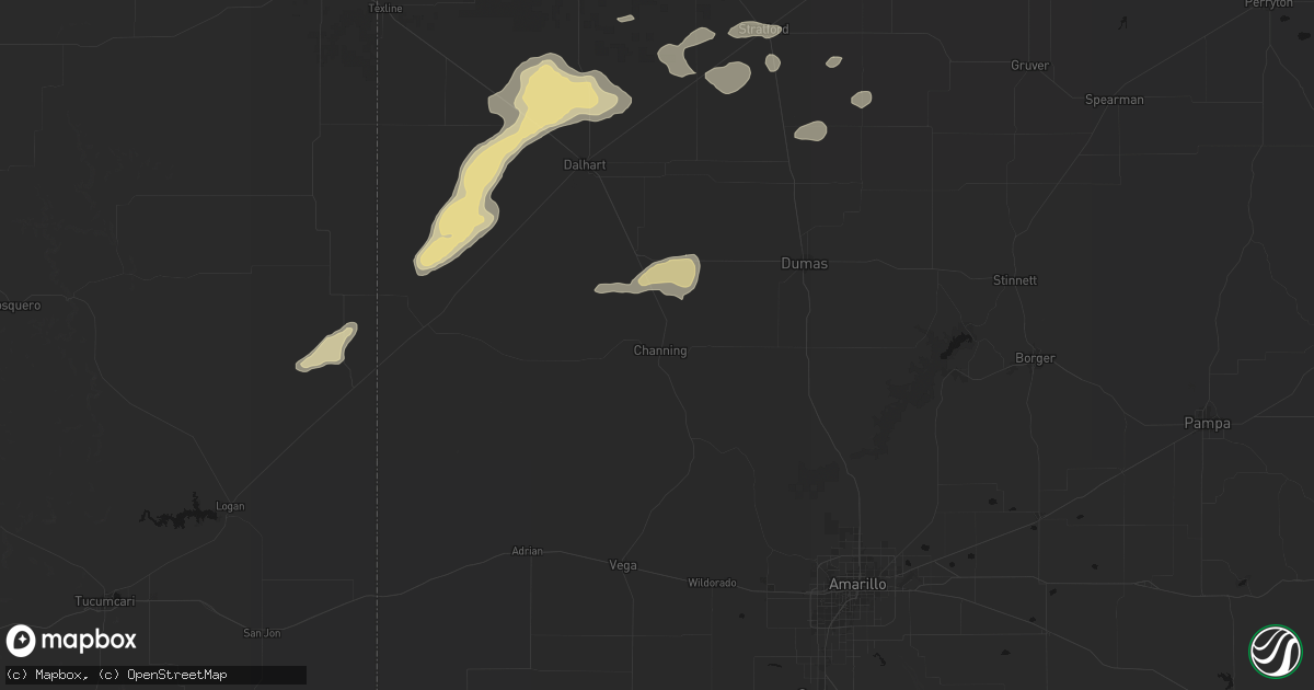 Hail map in Channing, TX on May 21, 2026
