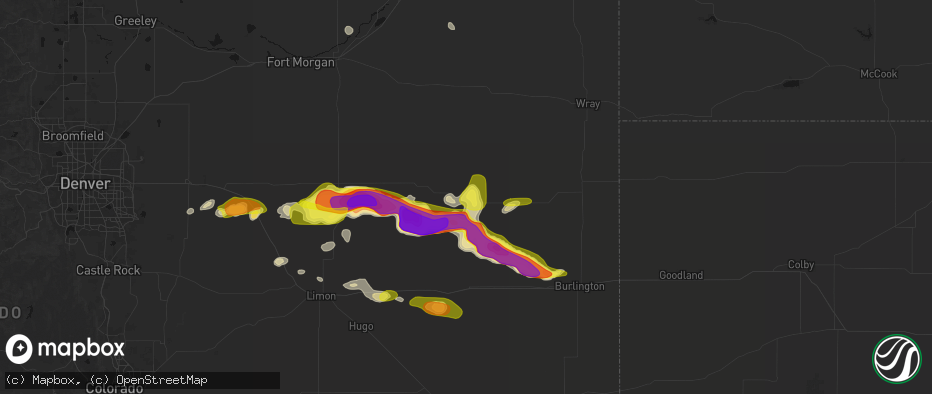 Hail map in Cope, CO on May 21, 2026
