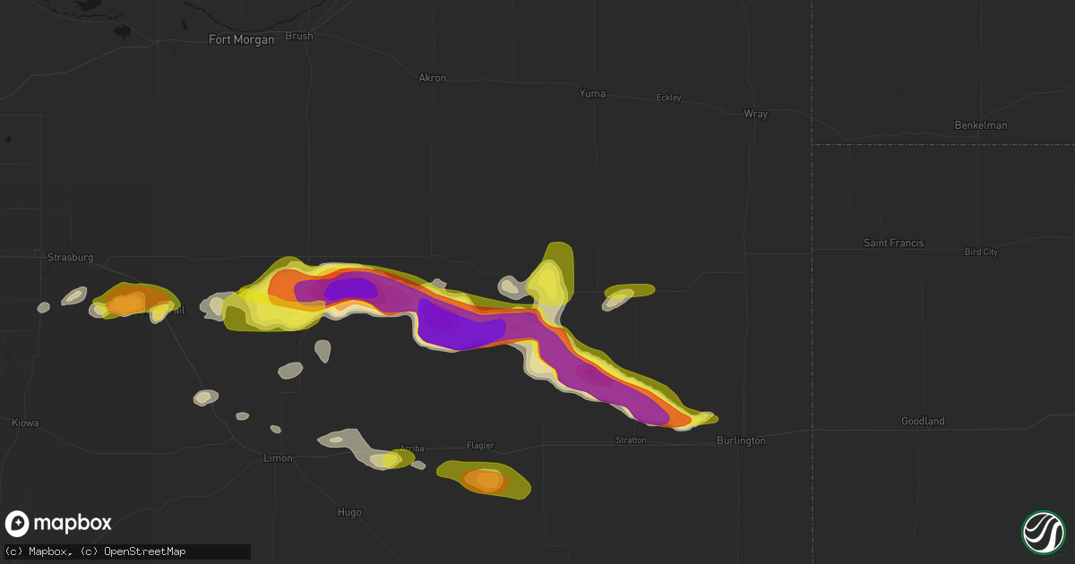 Hail map in Cope, CO on May 21, 2026