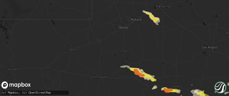 Hail map in Crane, TX on May 21, 2026