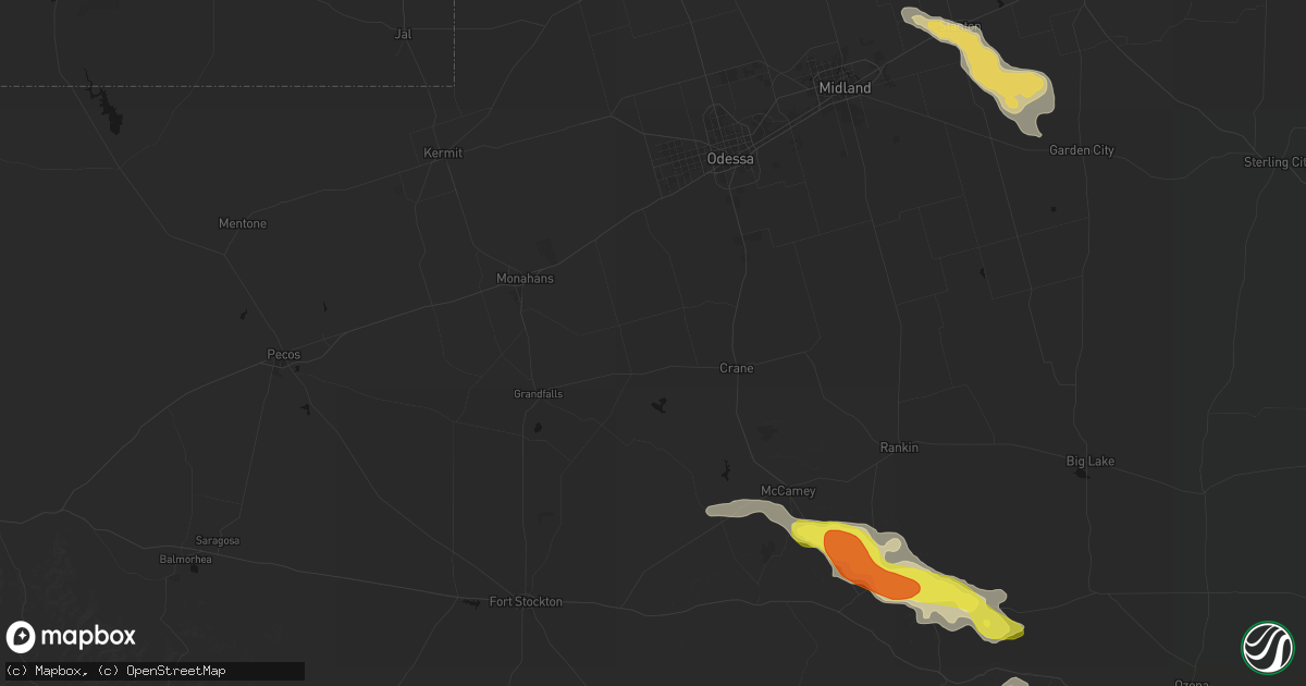 Hail map in Crane, TX on May 21, 2026