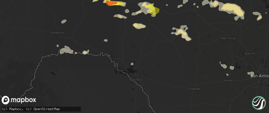 Hail map in Del Rio, TX on May 21, 2026