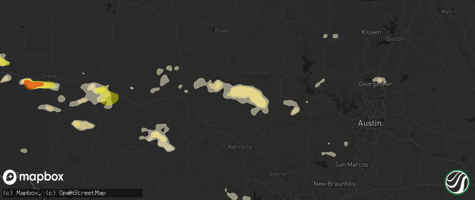 Hail map in Doss, TX on May 21, 2026