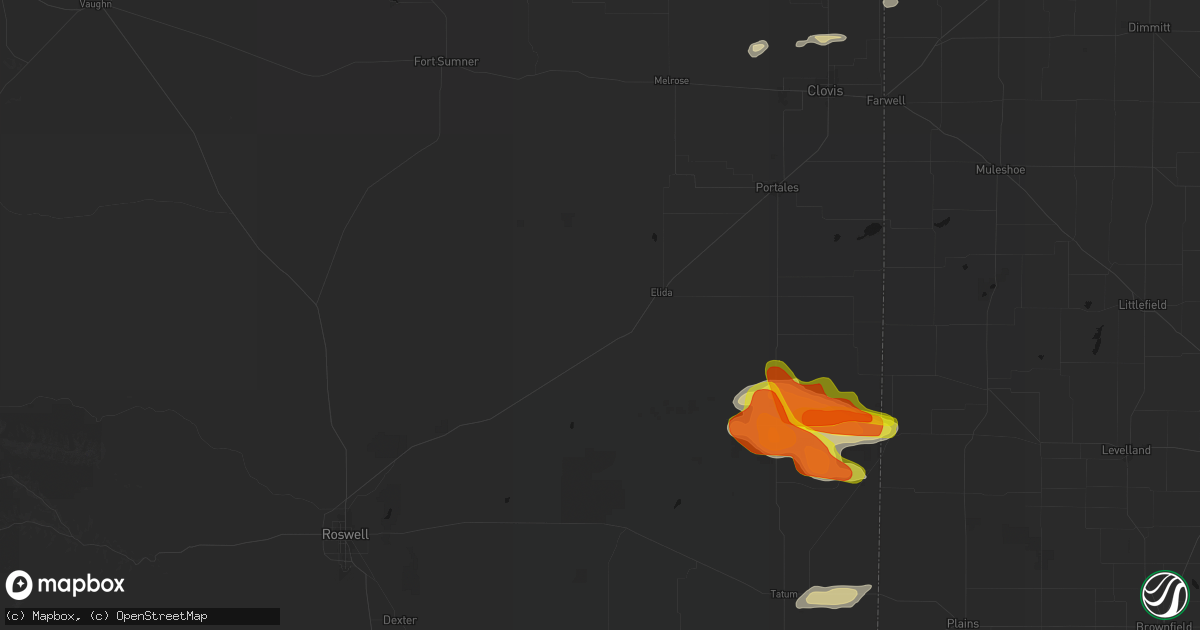 Hail map in Elida, NM on May 21, 2026