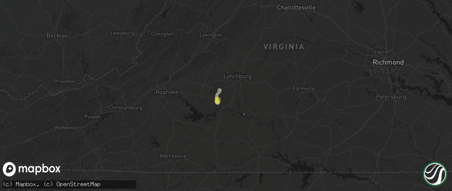 Hail map in Evington, VA on May 21, 2026