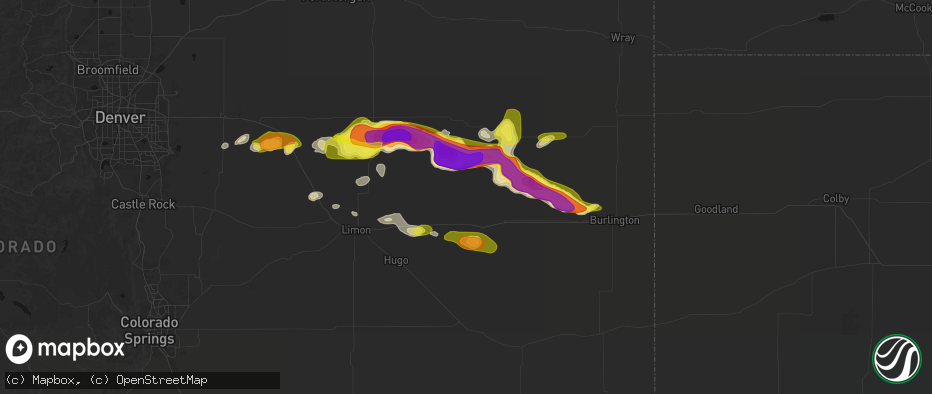 Hail map in Flagler, CO on May 21, 2026