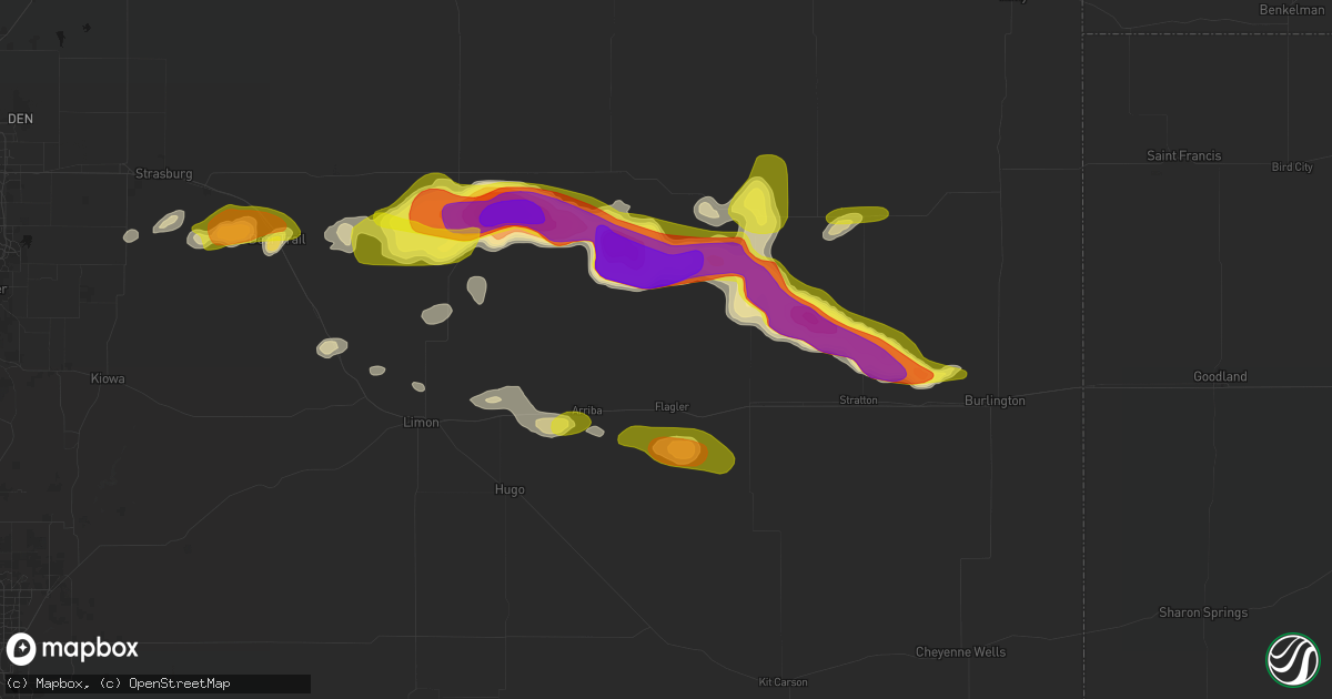 Hail map in Flagler, CO on May 21, 2026