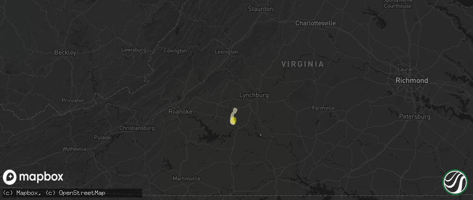 Hail map in Forest, VA on May 21, 2026