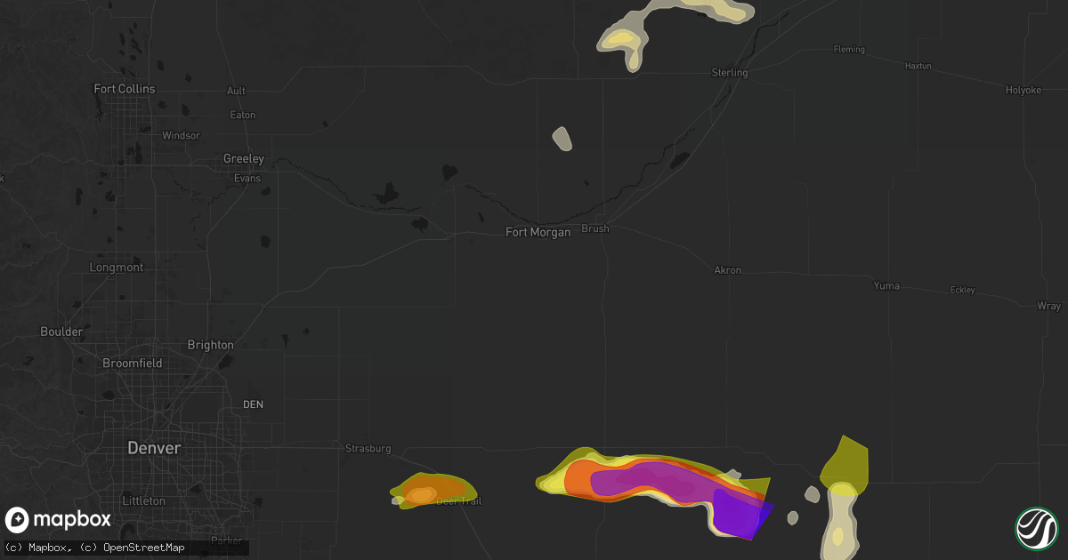 Hail map in Fort Morgan, CO on May 21, 2026
