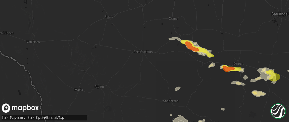 Hail map in Fort Stockton, TX on May 21, 2026