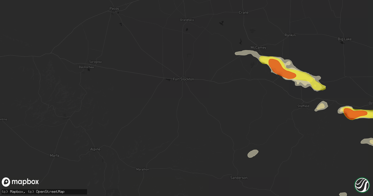 Hail map in Fort Stockton, TX on May 21, 2026