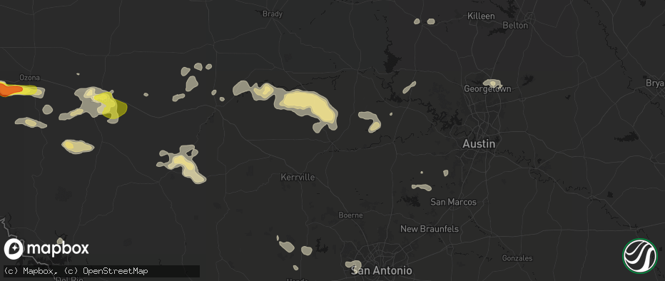 Hail map in Fredericksburg, TX on May 21, 2026