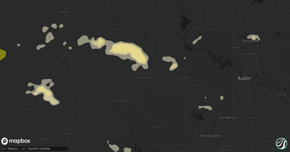Hail map in Fredericksburg, TX on May 21, 2026