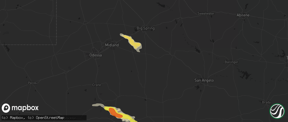 Hail map in Garden City, TX on May 21, 2026
