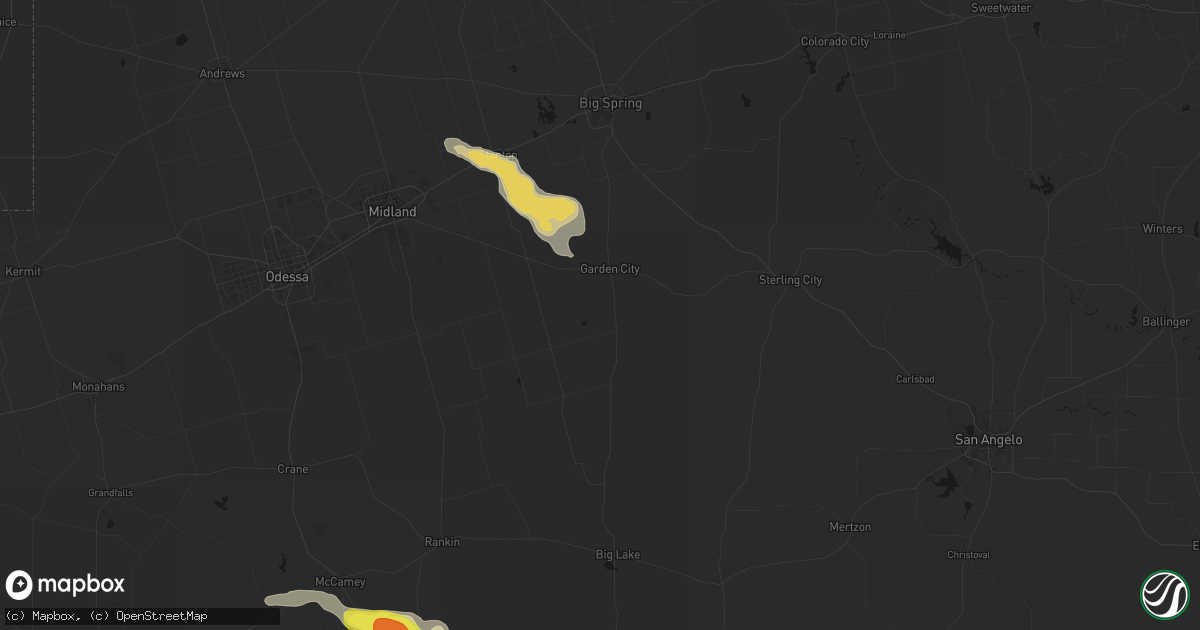 Hail map in Garden City, TX on May 21, 2026