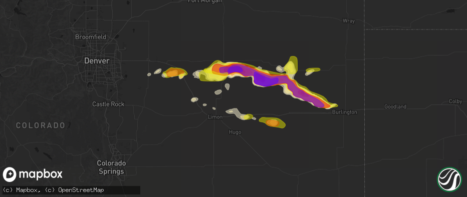 Hail map in Genoa, CO on May 21, 2026