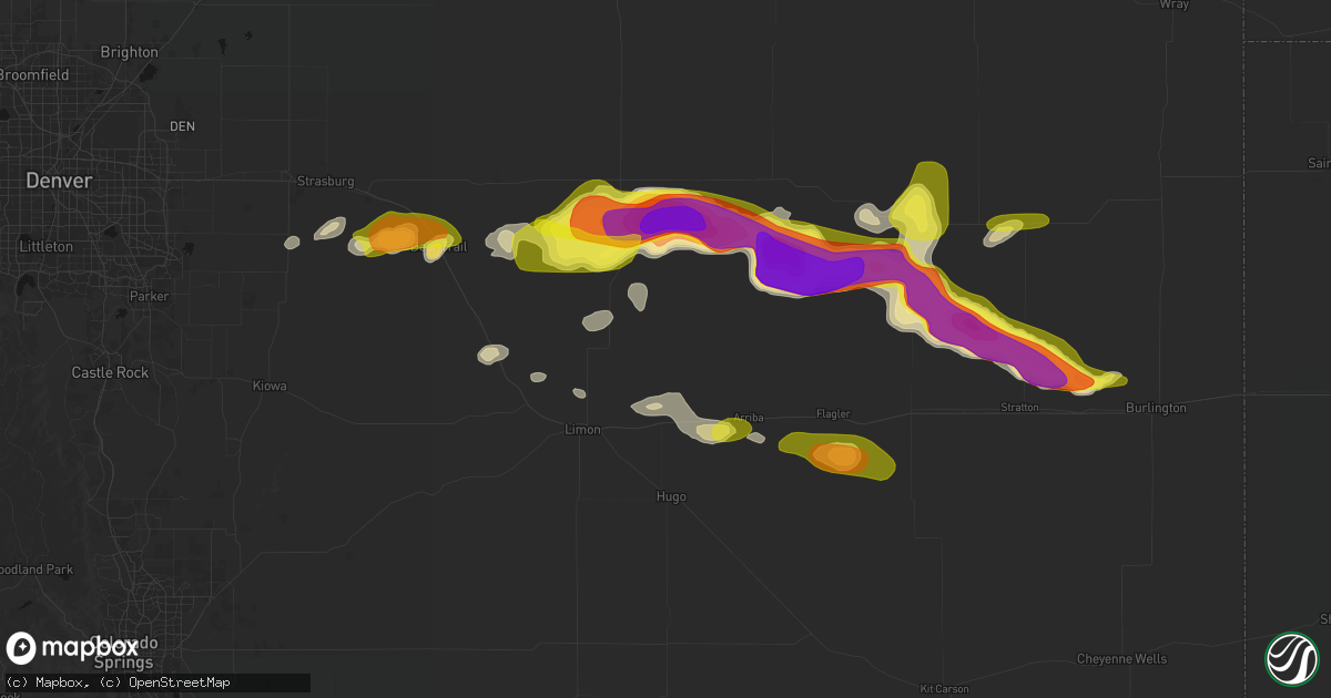 Hail map in Genoa, CO on May 21, 2026