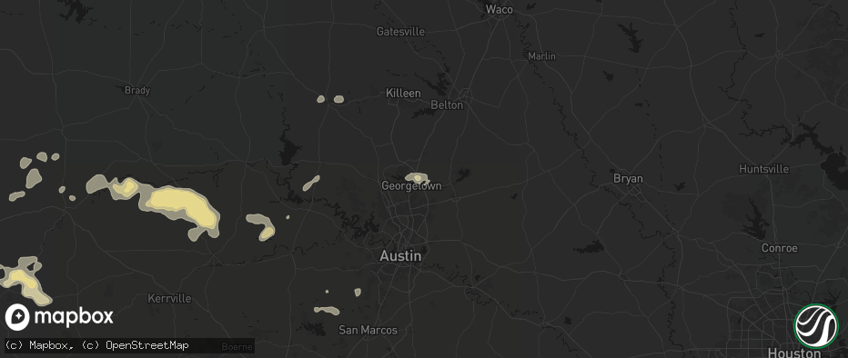 Hail map in Georgetown, TX on May 21, 2026