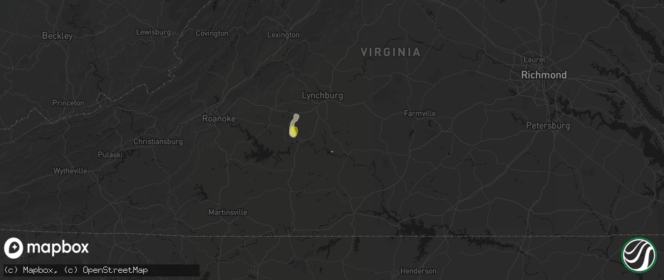 Hail map in Gladys, VA on May 21, 2026