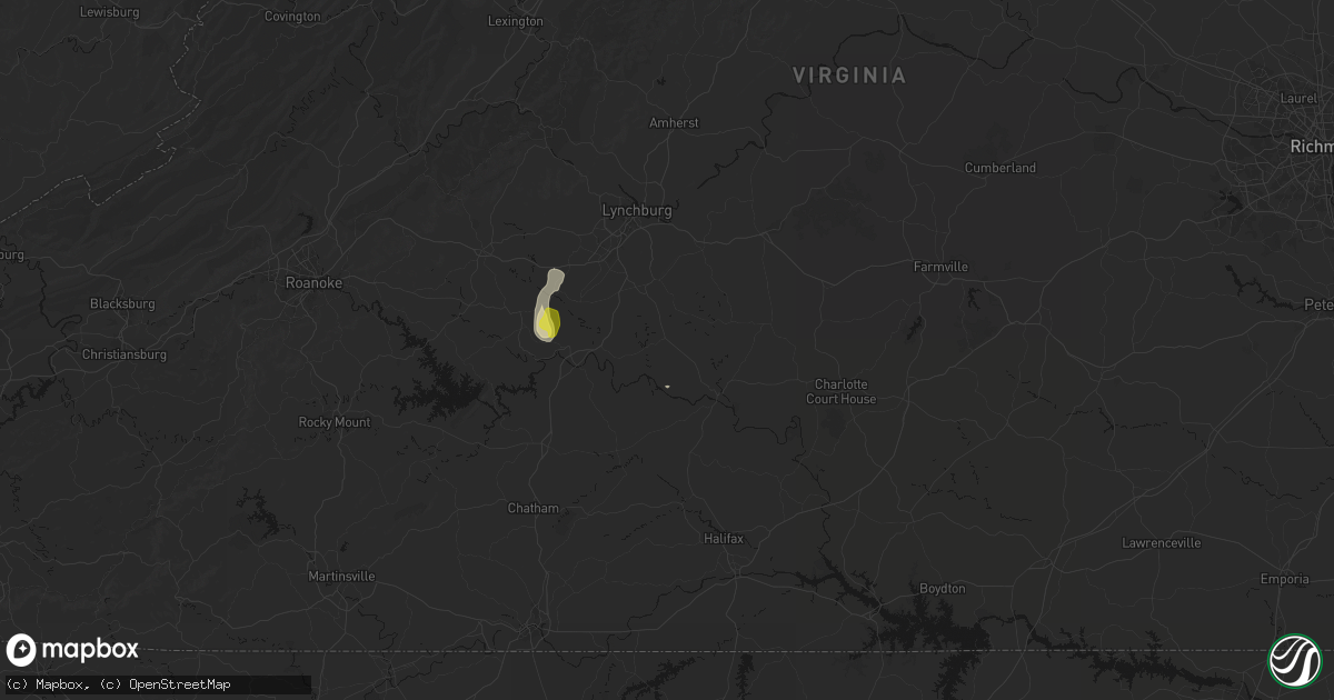 Hail map in Gladys, VA on May 21, 2026