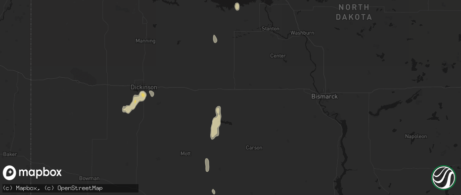 Hail map in Glen Ullin, ND on May 21, 2026