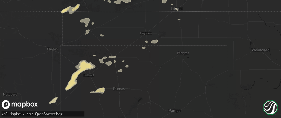Hail map in Gruver, TX on May 21, 2026