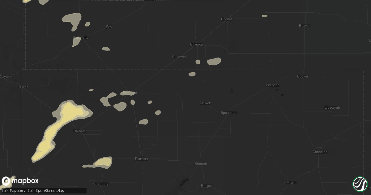 Hail map in Gruver, TX on May 21, 2026