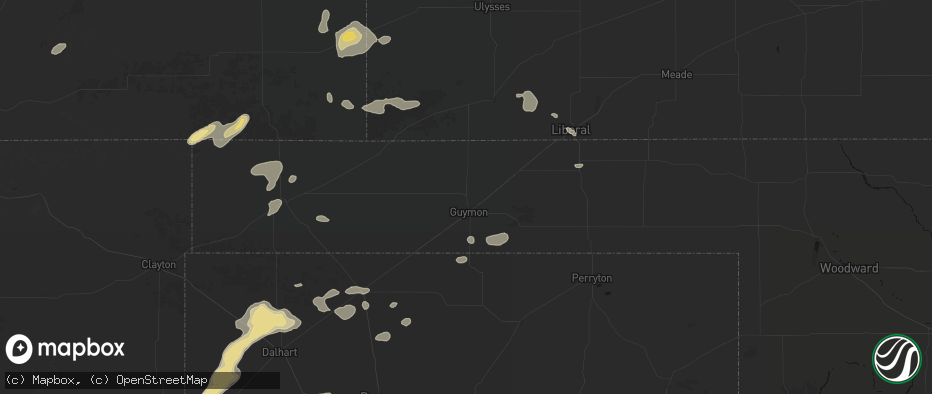 Hail map in Guymon, OK on May 21, 2026
