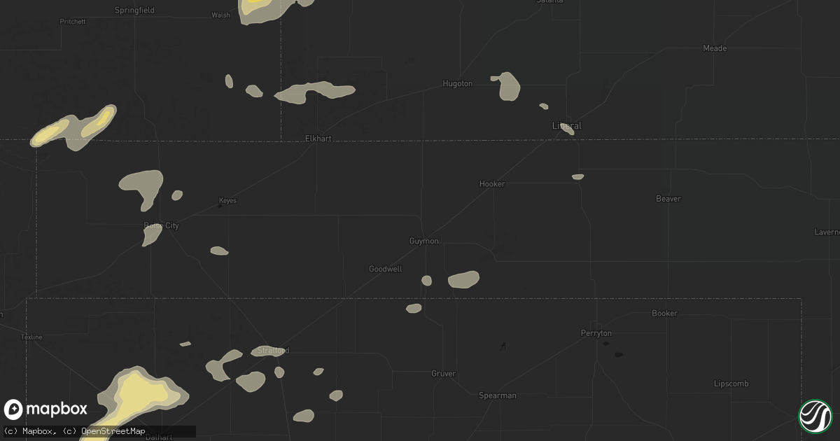Hail map in Guymon, OK on May 21, 2026