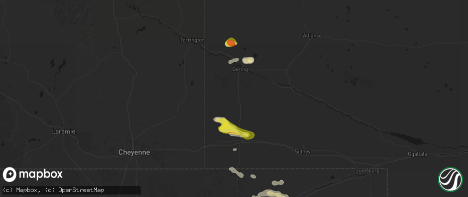 Hail map in Harrisburg, NE on May 21, 2026