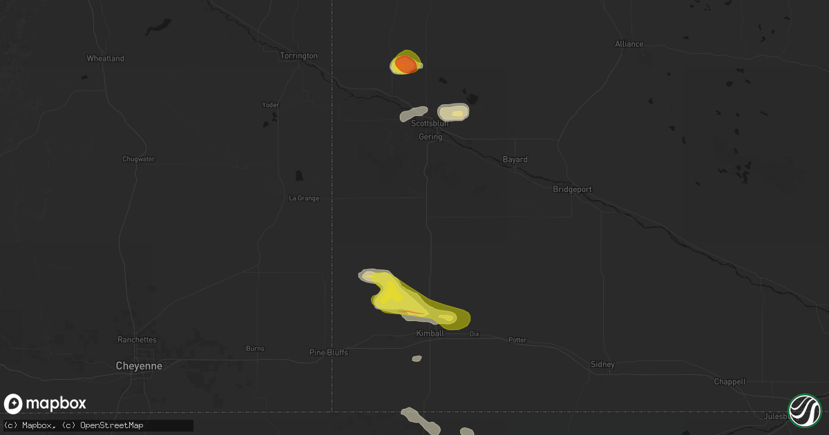 Hail map in Harrisburg, NE on May 21, 2026