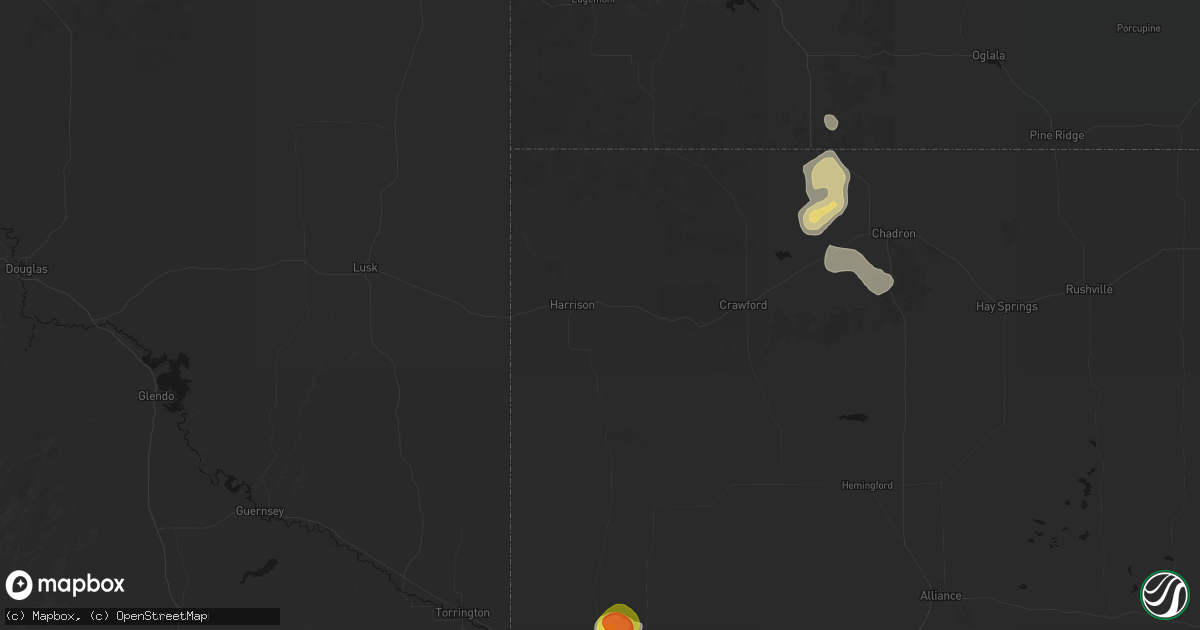 Hail map in Harrison, NE on May 21, 2026