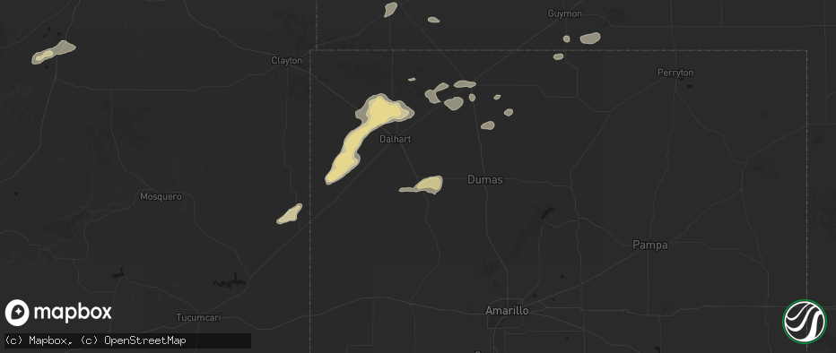 Hail map in Hartley, TX on May 21, 2026
