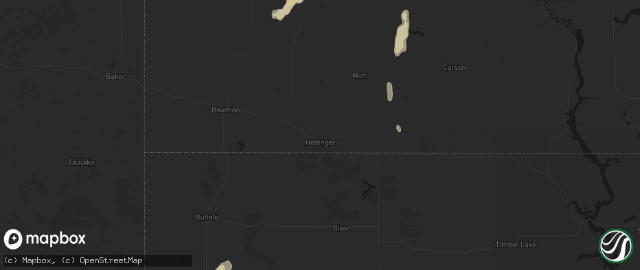 Hail map in Hettinger, ND on May 21, 2026