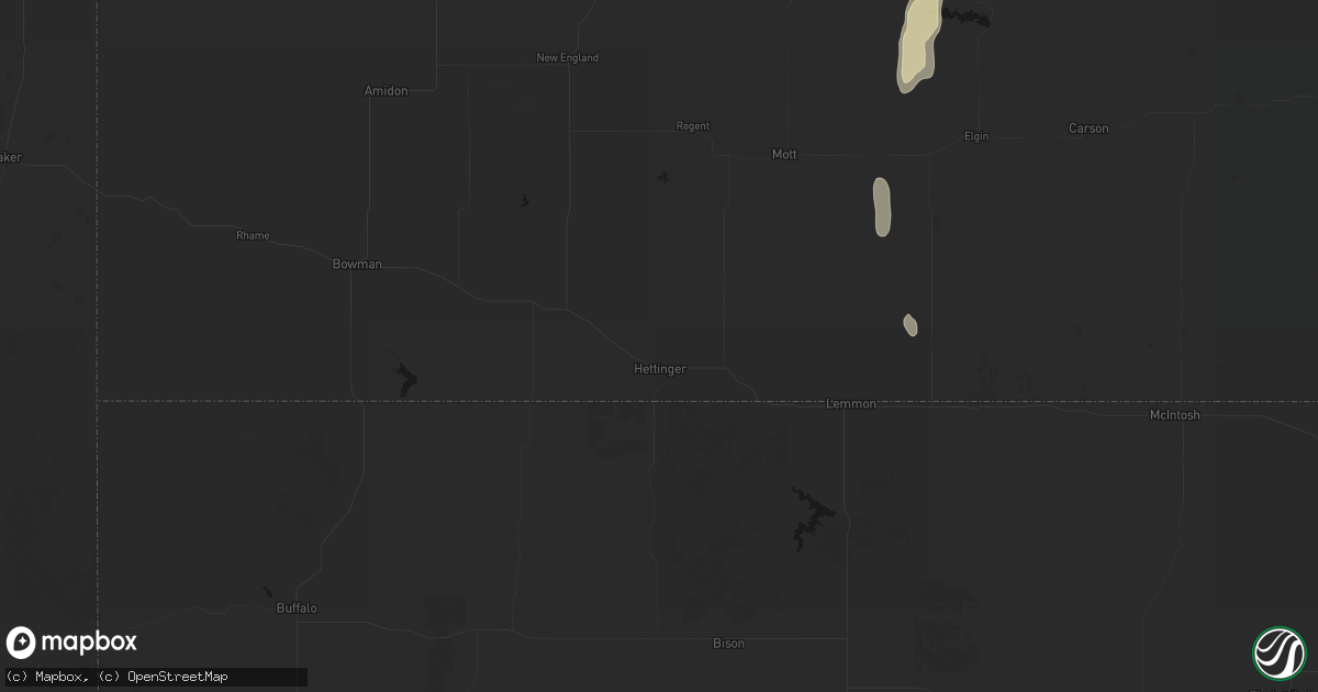 Hail map in Hettinger, ND on May 21, 2026