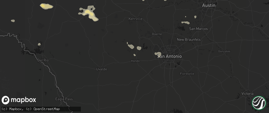 Hail map in Hondo, TX on May 21, 2026