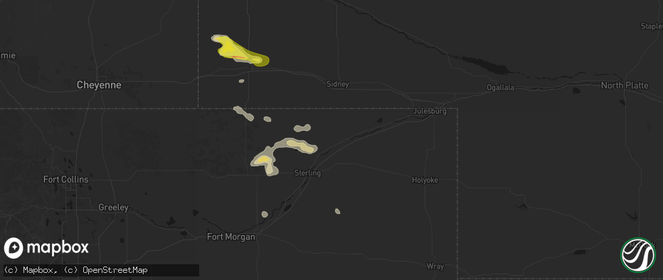 Hail map in Iliff, CO on May 21, 2026