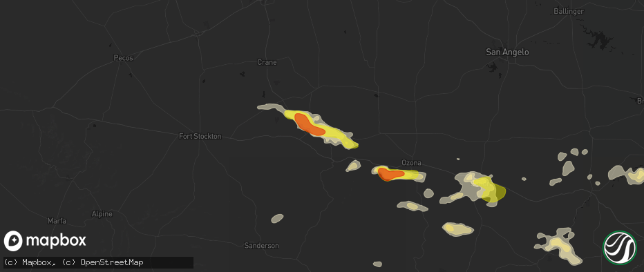 Hail map in Iraan, TX on May 21, 2026