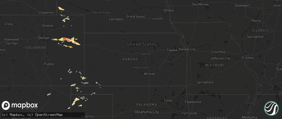 Hail map in Kansas on May 21, 2026