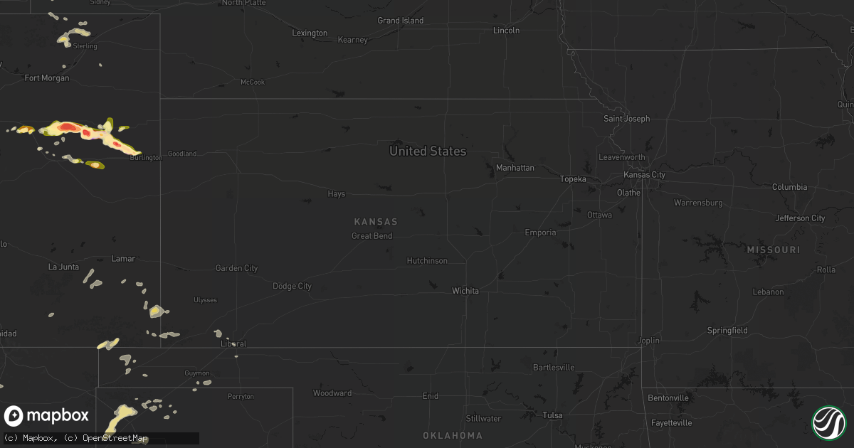 Hail map in Kansas on May 21, 2026