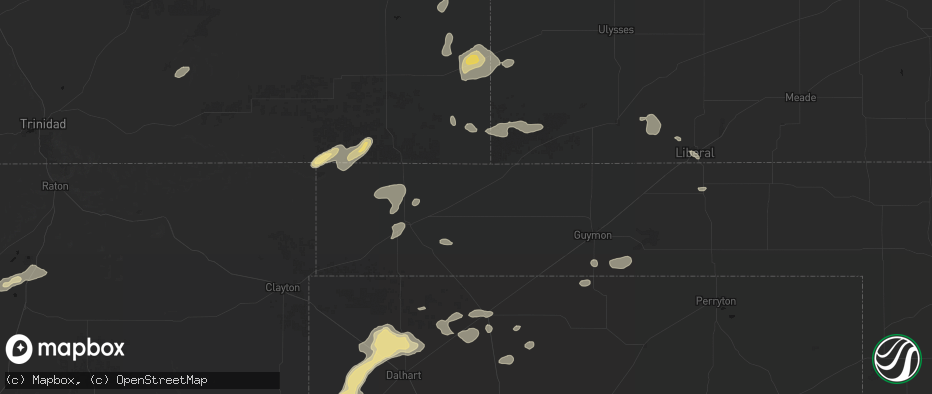 Hail map in Keyes, OK on May 21, 2026