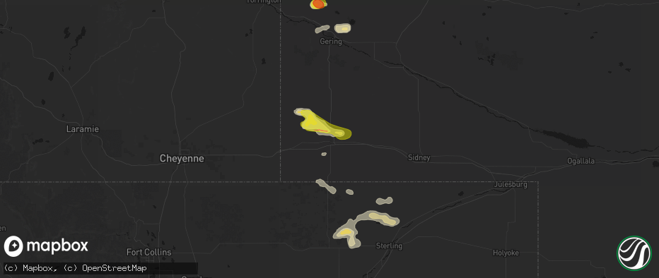 Hail map in Kimball, NE on May 21, 2026
