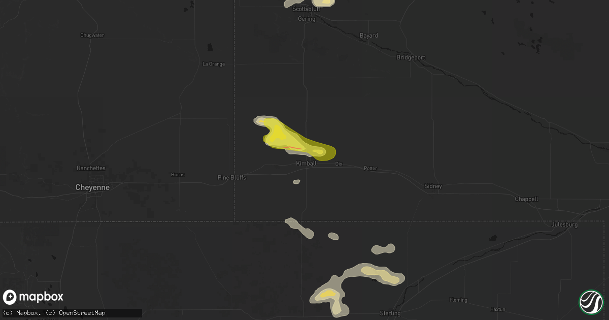 Hail map in Kimball, NE on May 21, 2026