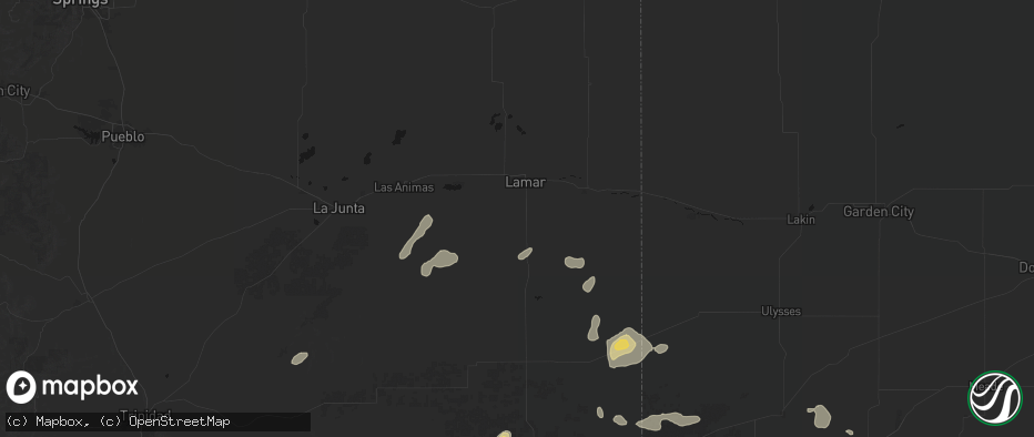 Hail map in Lamar, CO on May 21, 2026