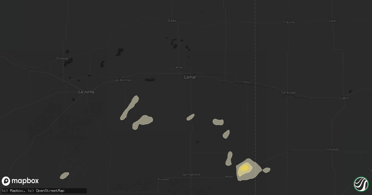 Hail map in Lamar, CO on May 21, 2026