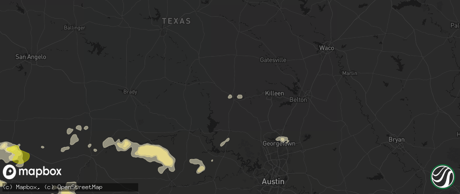 Hail map in Lampasas, TX on May 21, 2026