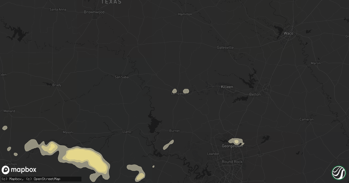 Hail map in Lampasas, TX on May 21, 2026