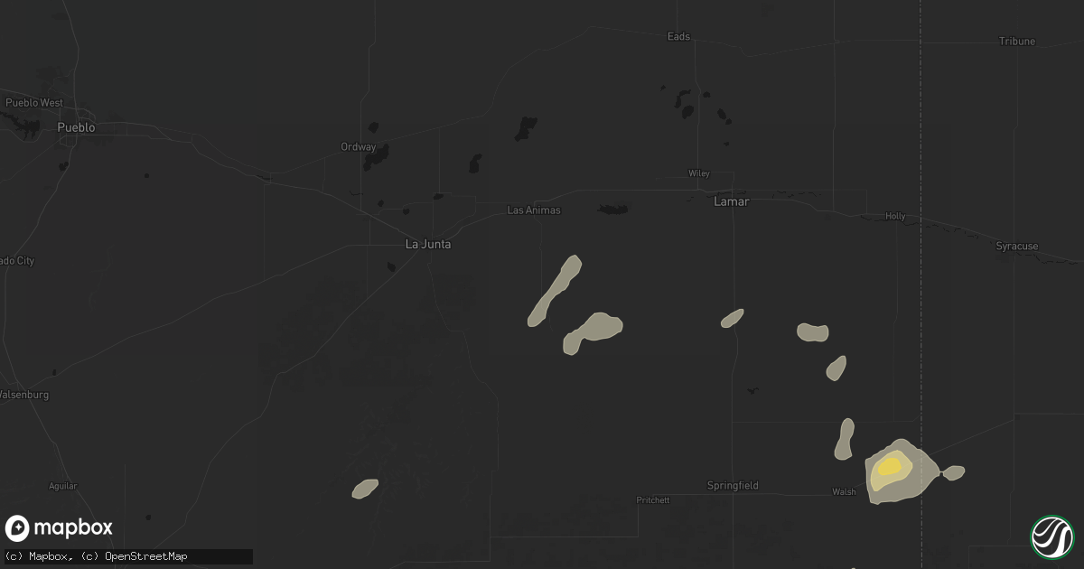 Hail map in Las Animas, CO on May 21, 2026