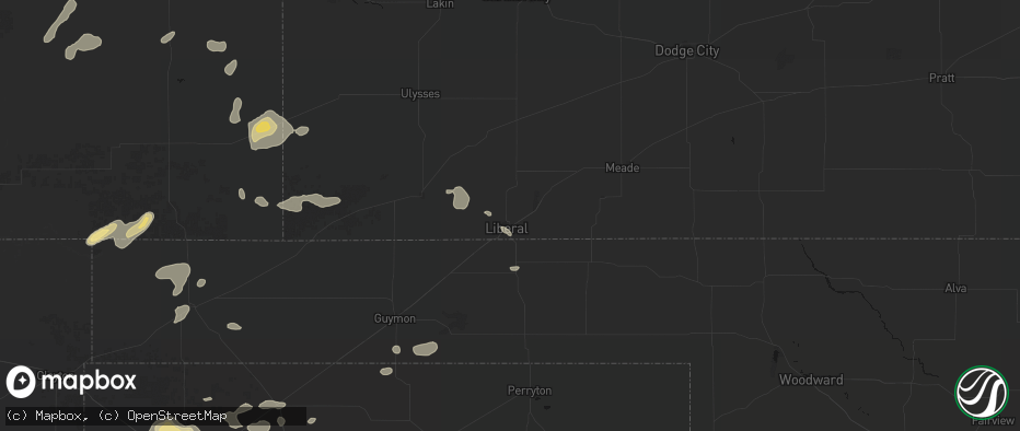 Hail map in Liberal, KS on May 21, 2026