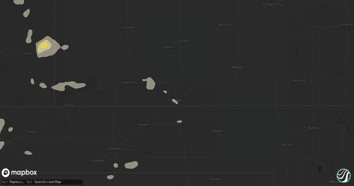 Hail map in Liberal, KS on May 21, 2026